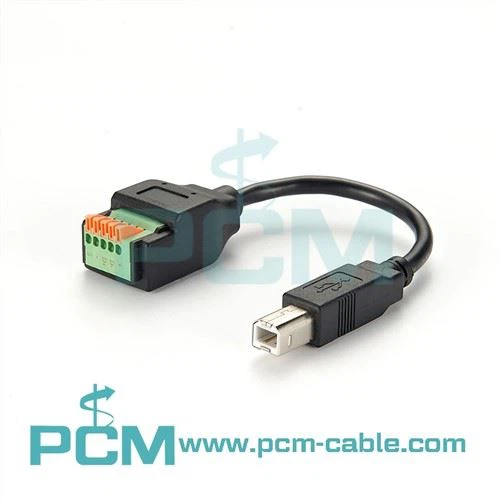 USB Type B Male To Push Button Terminal Block Cable