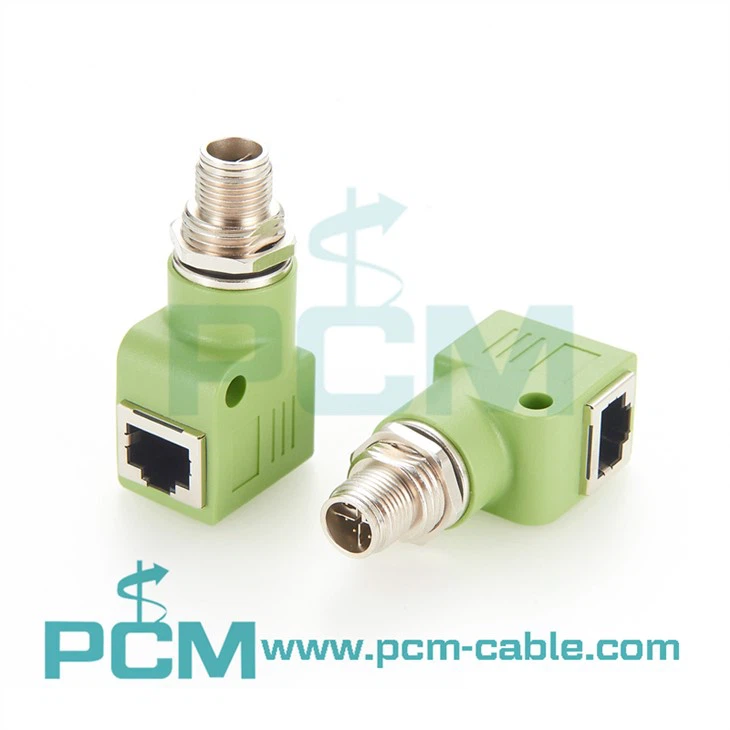 Panel Feed Through Adapter M12 X Berkode RJ45 Untuk Lemari Listrik Miring