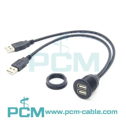 Kabel Pemasangan Panel Dasbor Flush Ekstensi USB Ganda