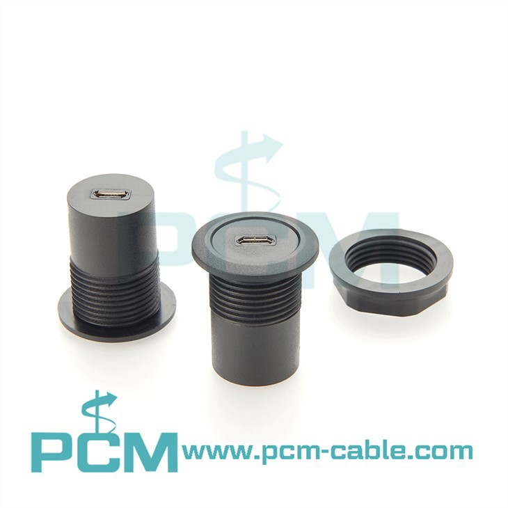 micro usb jack to jack round panel mount connector micro usb feed through connector