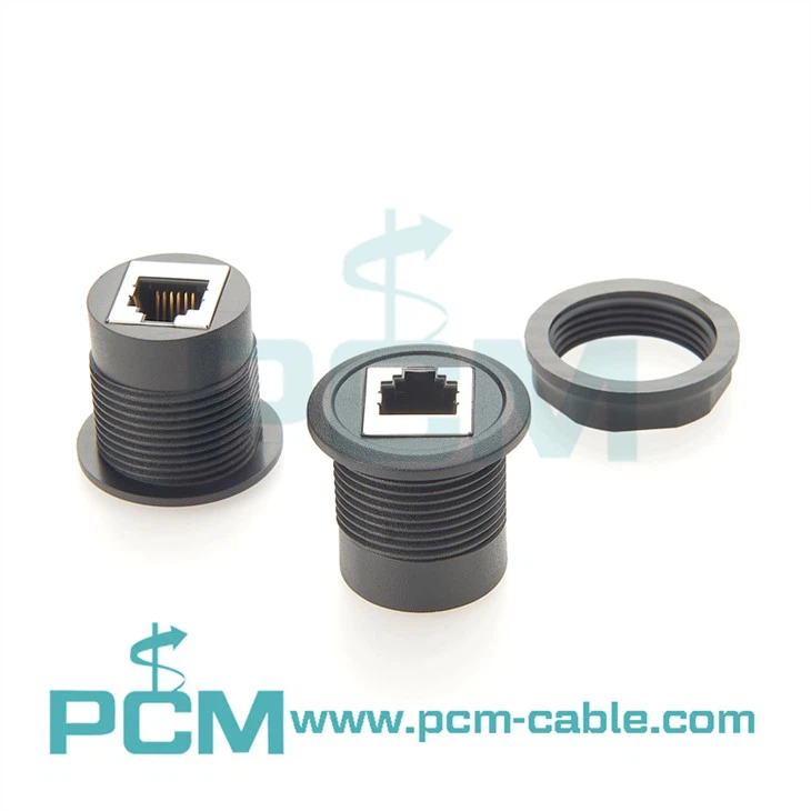 R12 6P6C telephone line feed-through connector RJ12 6P6C socket to socket threaded fixing connector