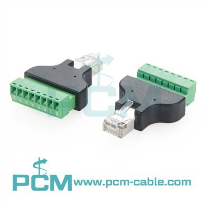RJ45 Ethernet Male Plug Ke 8 Pin AV Terminal Screw Adapter Converter