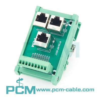 DIN Rail 3-Way RJ45 Ke Papan Breakout Blok Terminal