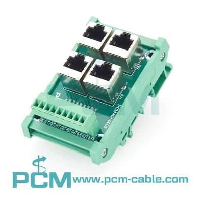 DIN Rail 4-Way RJ45 Ke Papan Breakout Blok Terminal