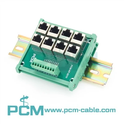 DIN Rail 8-Way RJ45 Ke Papan Breakout Blok Terminal