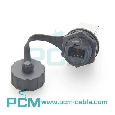 Coupler Ethernet Cat5e Pemasangan Panel Tahan Air IP67 Betina Ke Betina