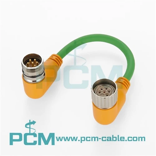Kabel BUS Jarak Jauh M23 Overmolded Sudut Kanan