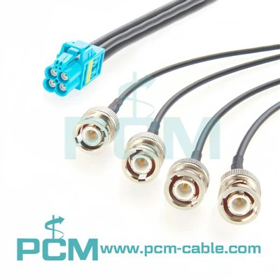 Mini fakra 4 dalam 1 hingga bnc harness kawat jantan